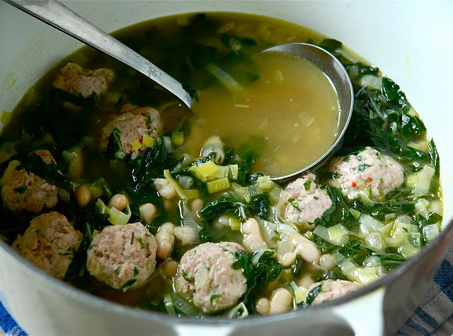 White Bean And Swiss Chard Soup With Spiced Turkey Meatballs Kitchen