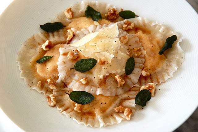 Butternut Squash and Mascarpone Ravioli in Wonton Wrappers with Brown ...