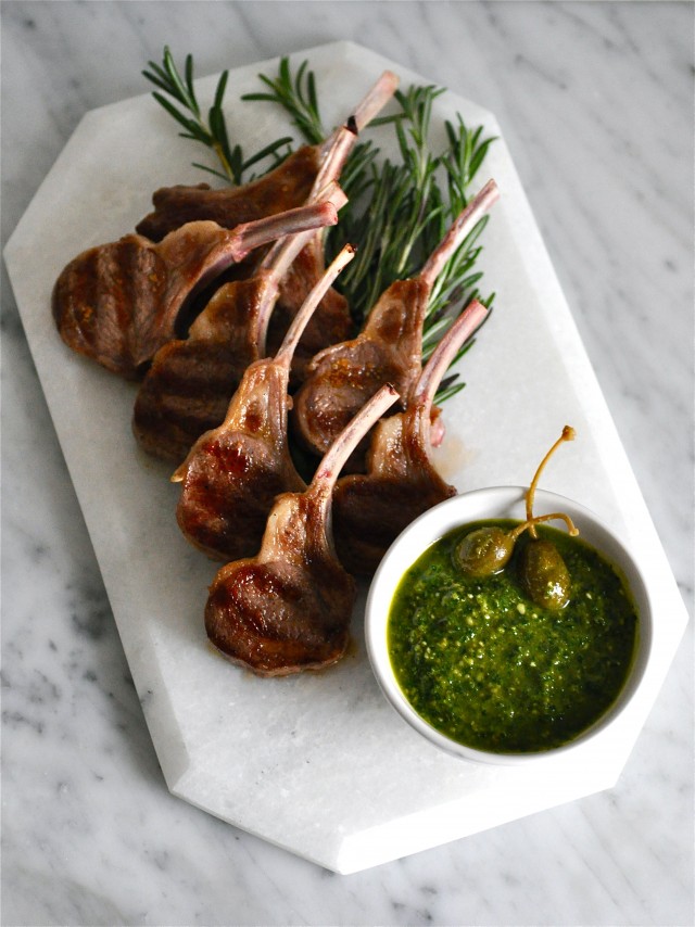 Grilled lamb chops with salsa verde