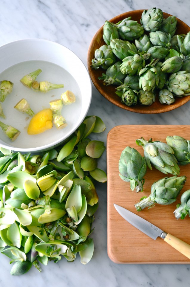 Prepping artichokes