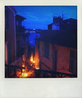 Old town Villefranche at night